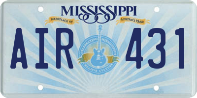 MS license plate AIR431