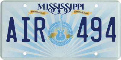 MS license plate AIR494