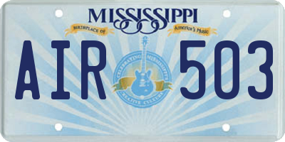 MS license plate AIR503