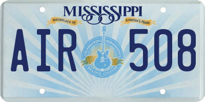 MS license plate AIR508