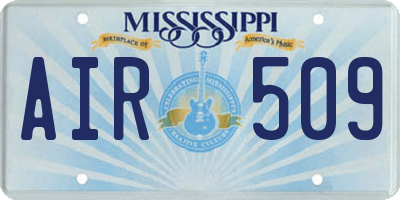 MS license plate AIR509