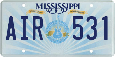 MS license plate AIR531