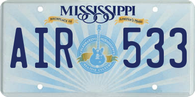 MS license plate AIR533