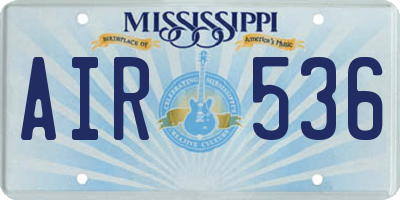 MS license plate AIR536