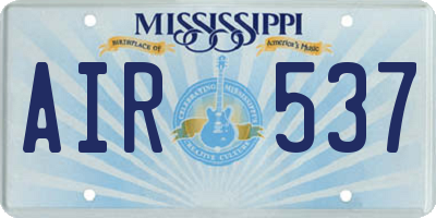 MS license plate AIR537
