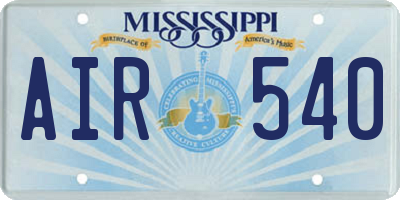 MS license plate AIR540