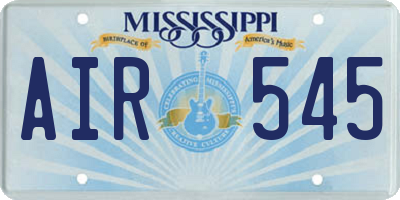 MS license plate AIR545