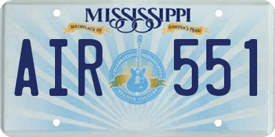 MS license plate AIR551