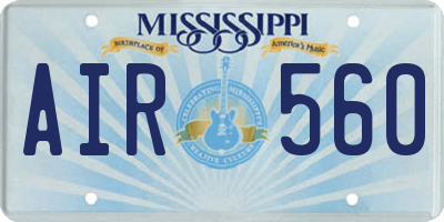 MS license plate AIR560