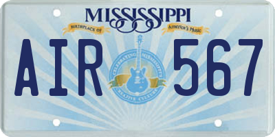 MS license plate AIR567
