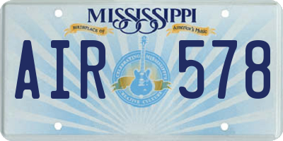 MS license plate AIR578