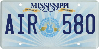 MS license plate AIR580