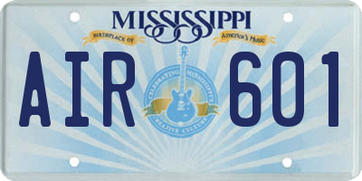 MS license plate AIR601