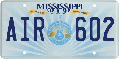 MS license plate AIR602