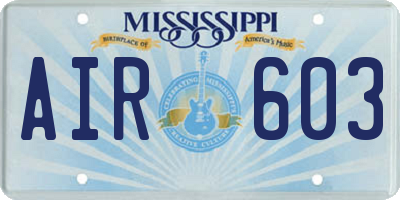 MS license plate AIR603