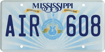 MS license plate AIR608