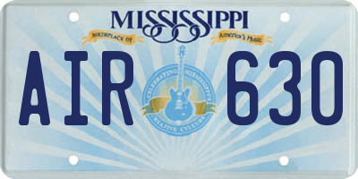MS license plate AIR630
