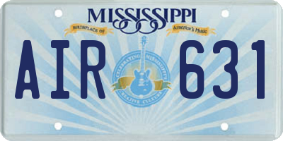 MS license plate AIR631