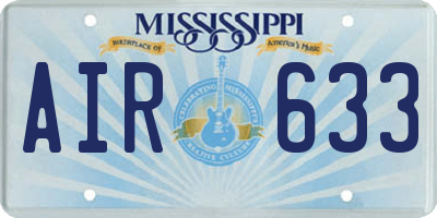 MS license plate AIR633