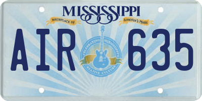 MS license plate AIR635
