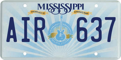 MS license plate AIR637