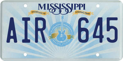 MS license plate AIR645