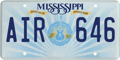 MS license plate AIR646