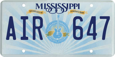 MS license plate AIR647