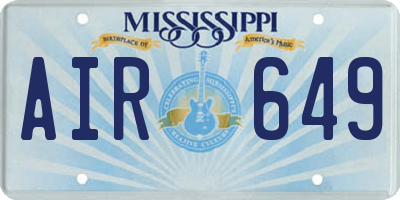 MS license plate AIR649