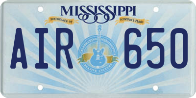 MS license plate AIR650