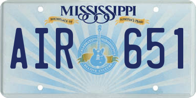 MS license plate AIR651