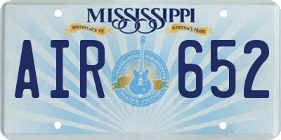 MS license plate AIR652