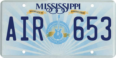 MS license plate AIR653