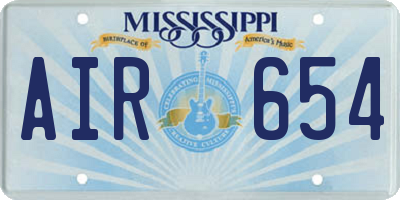 MS license plate AIR654