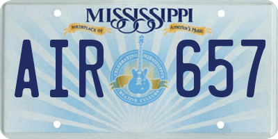 MS license plate AIR657