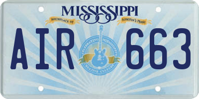 MS license plate AIR663