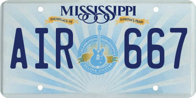 MS license plate AIR667