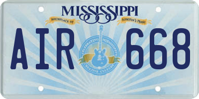 MS license plate AIR668