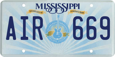 MS license plate AIR669