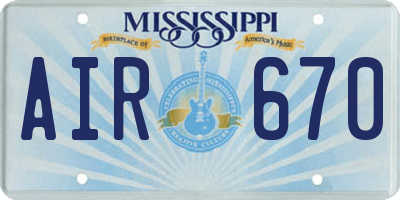 MS license plate AIR670