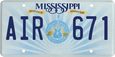 MS license plate AIR671