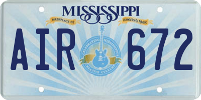 MS license plate AIR672