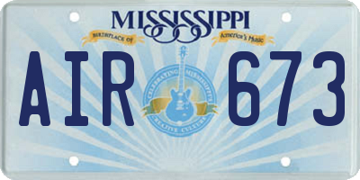 MS license plate AIR673