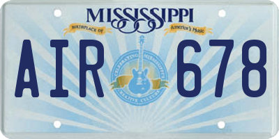 MS license plate AIR678