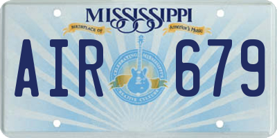 MS license plate AIR679