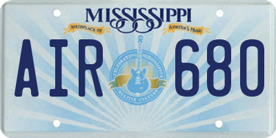 MS license plate AIR680