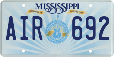 MS license plate AIR692