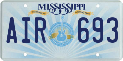 MS license plate AIR693