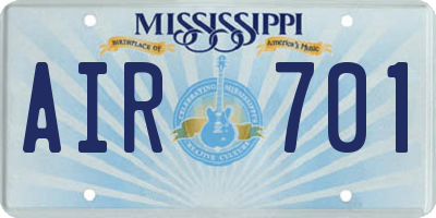MS license plate AIR701
