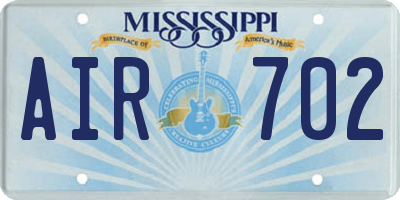 MS license plate AIR702